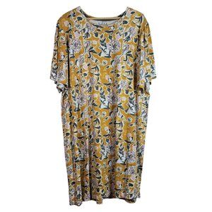 Ulla Popken Harvest Bloomscape Sleep Shirt Tee Yellow SZ 20 Short Sleeve Floral